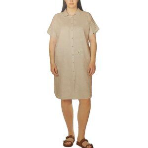 well worn ladies' long linen blend dress | Dresses | Worn Womens Casual Pockets Blue Large Green dress